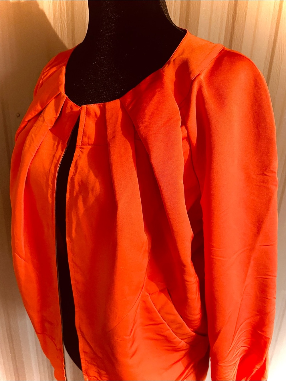 St John SoCa 3/4 Sleeve Coat Jacket Women’s Bright Orange Preppy Old Money sz L